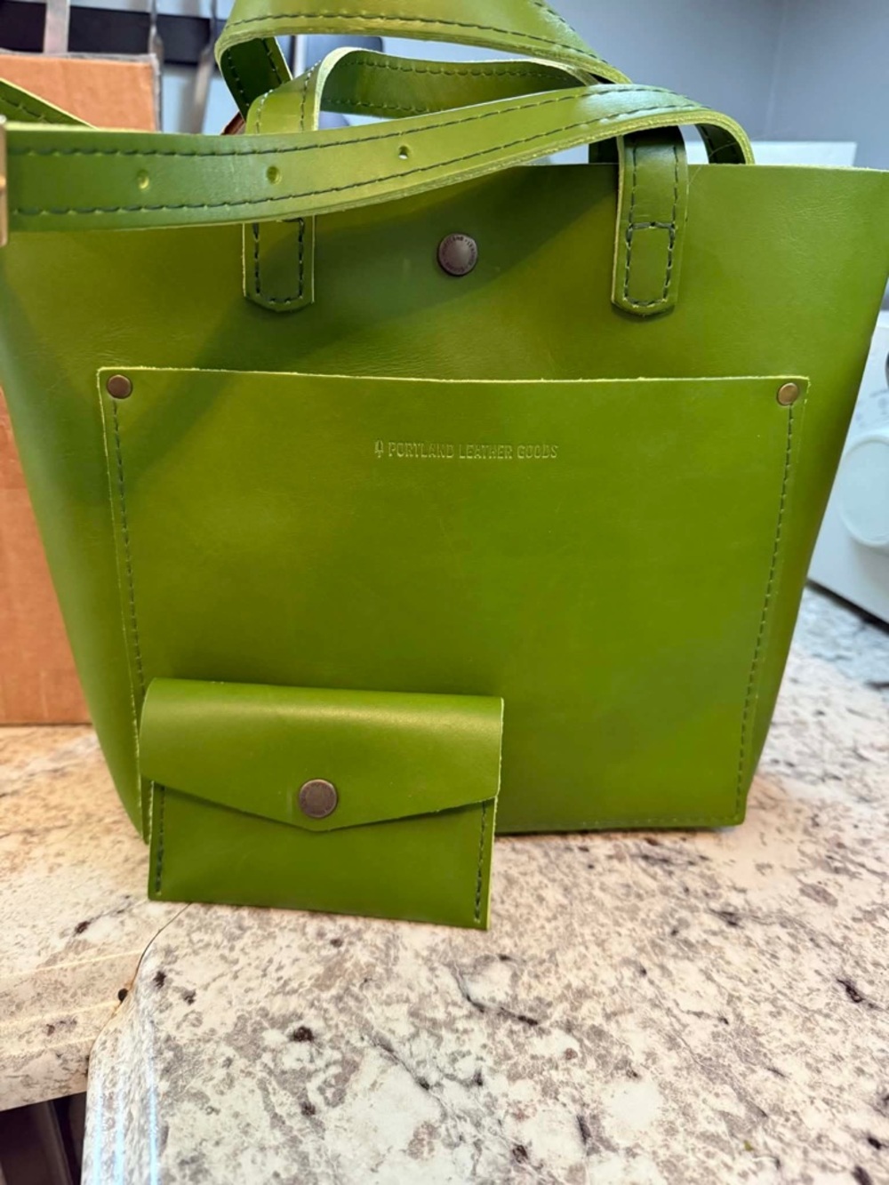 Portland Leather Green Apple Mini Crossbody Leather Tote with Matching wallet